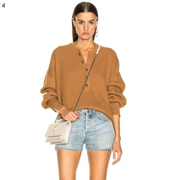 THE GREAT. Henley Button Up Sweater - Picture 2 of 6